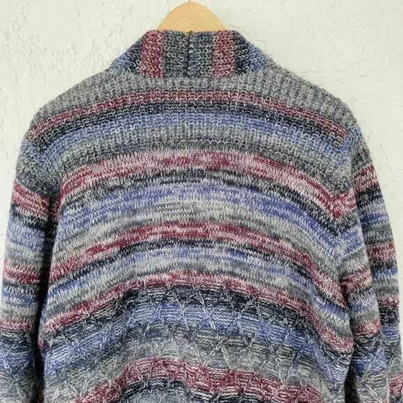 Orvis Knit Cardigan Sweater Cotton Alpaca Open Front Multicolor Womens Size L - Picture 7 of 10